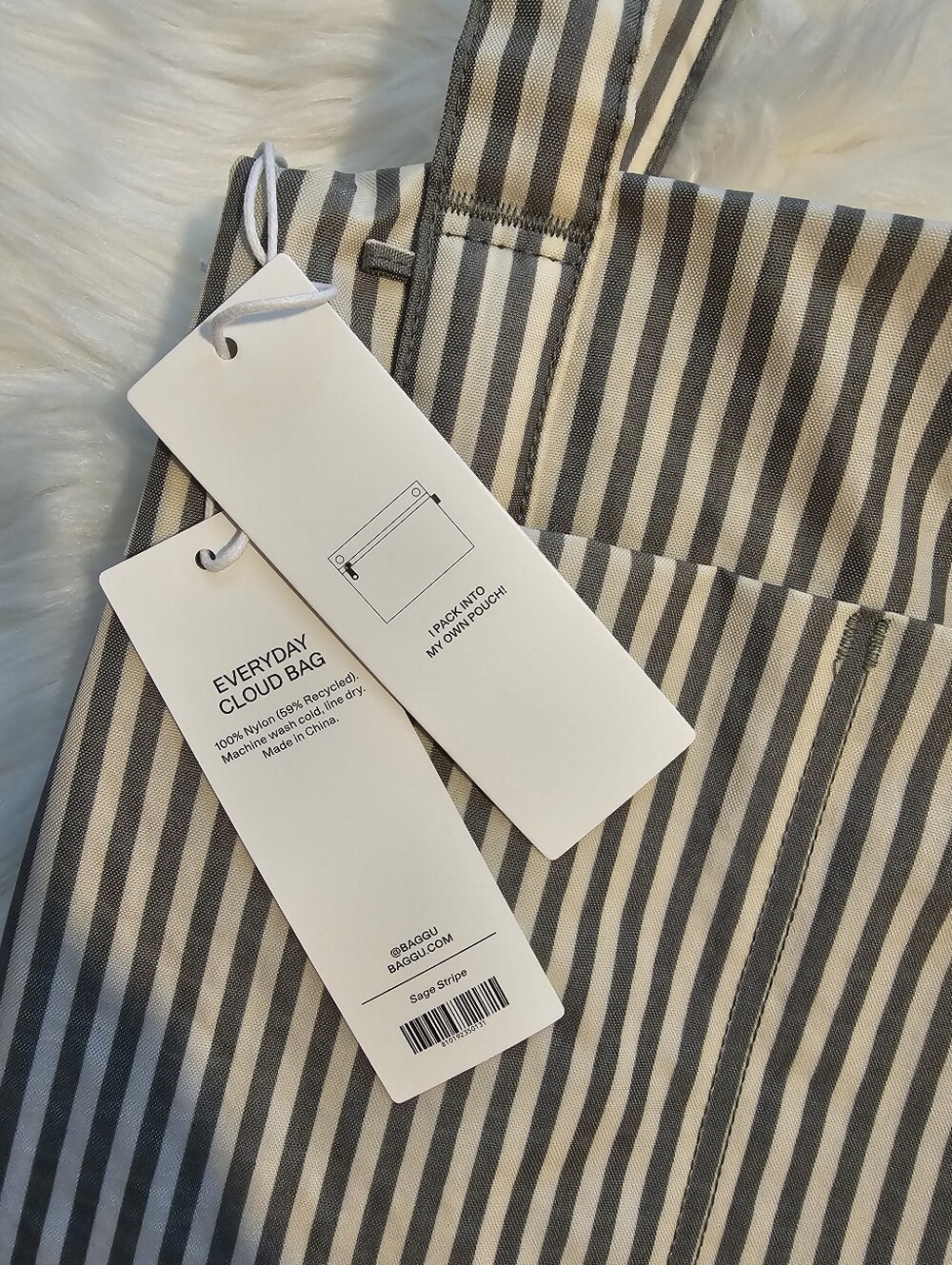 NWT BAGGU Everyday Cloud Bag Sage Stripe - Picture 4 of 5